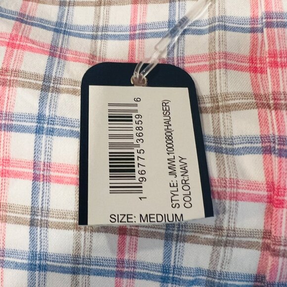 johnnie-O Performance Button Up Shirt Hauser Navy Long Sleeve Pink Blue NWT - Picture 9 of 10